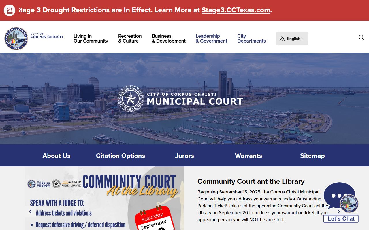 Corpus Christi Municipal Court records portal