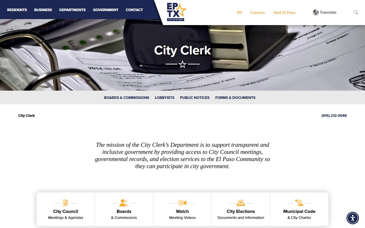 El Paso City Clerk and property records search