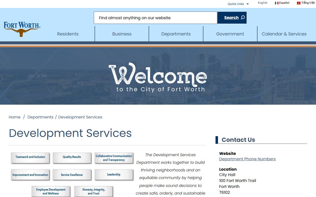 Fort Worth Development Services property records portal