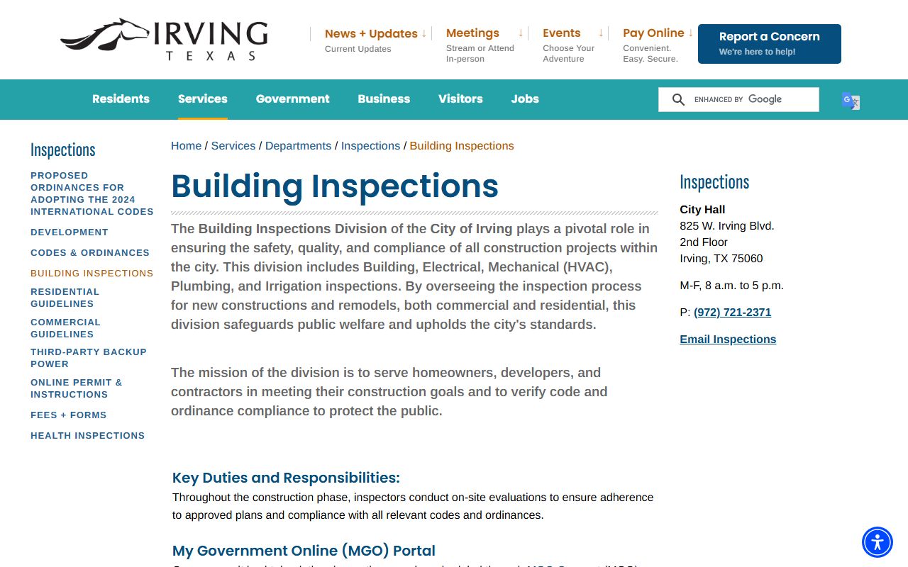 Irving Building Inspections - Irving property records