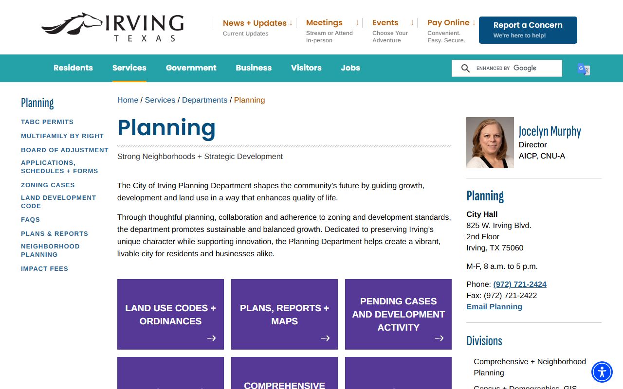 Irving Planning Department - Irving property records