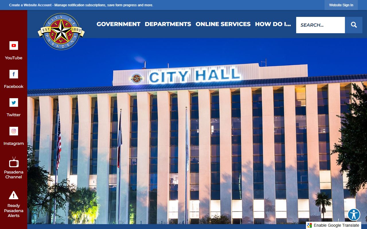 Pasadena Texas city portal for property and city services