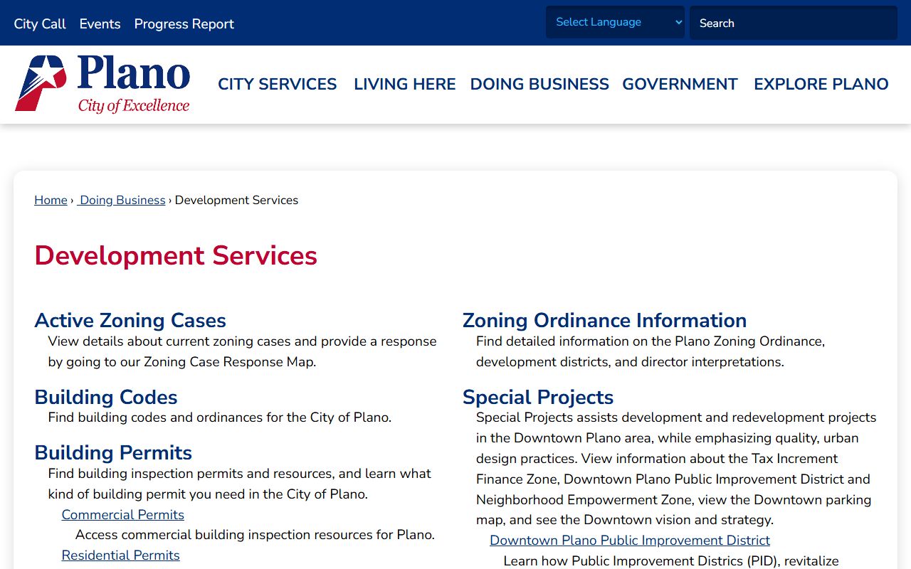 Plano Development Services - Plano property records Texas