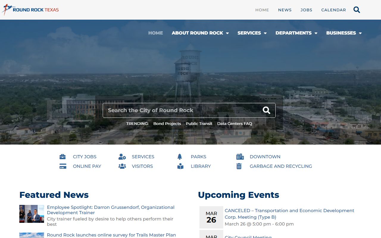 Round Rock city portal for property and city services