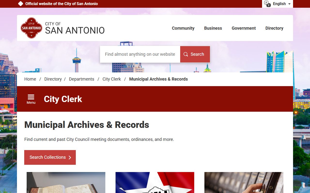 San Antonio Municipal Archives property records portal
