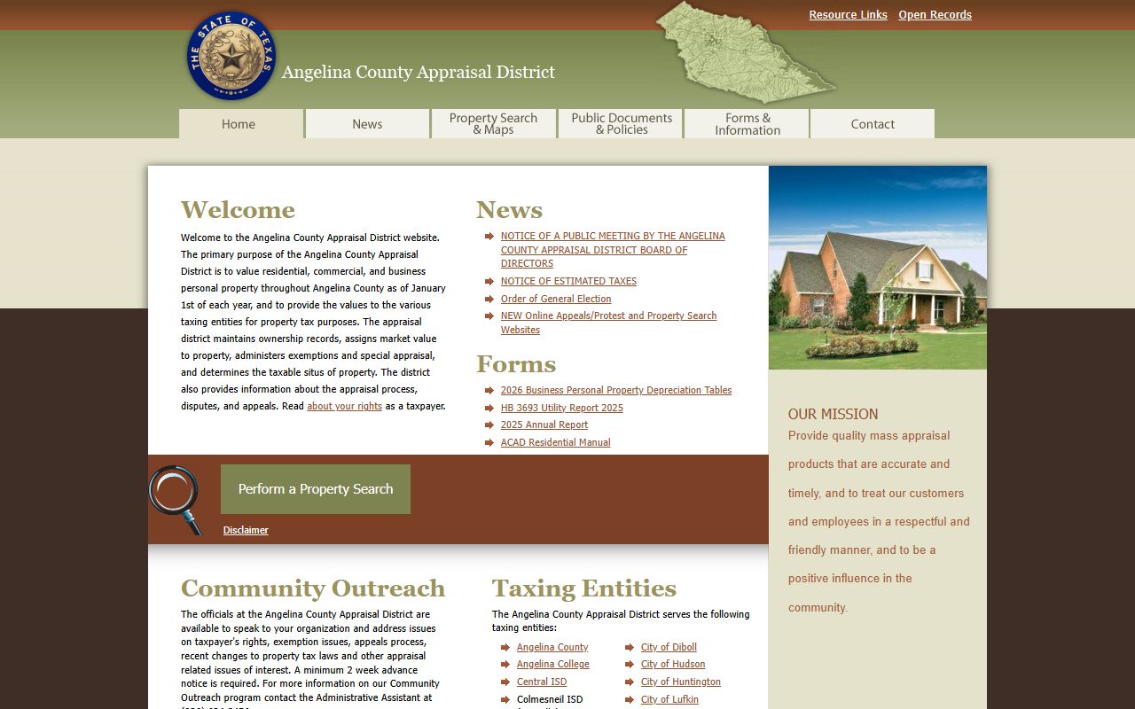angelina county appraisal district property records