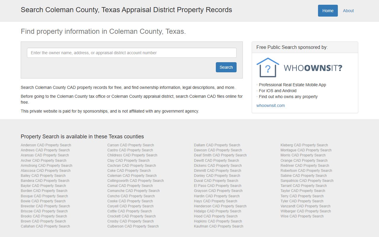 Coleman County Appraisal District property records