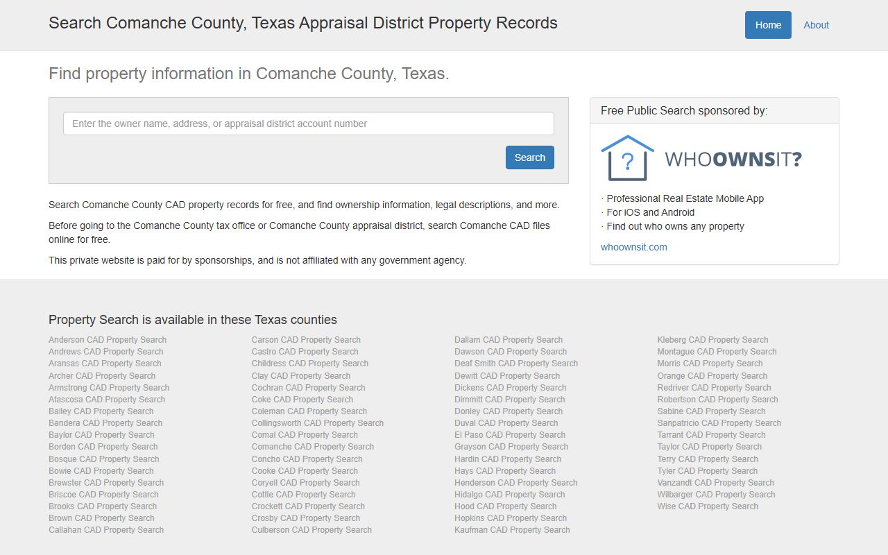 Comanche County Appraisal District property records Texas