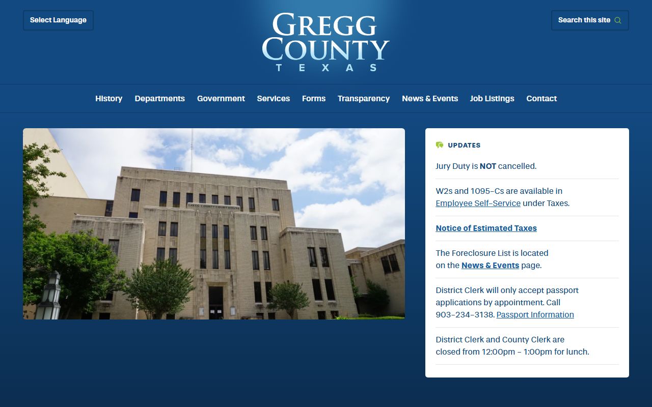 Gregg County Clerk property records Longview Texas