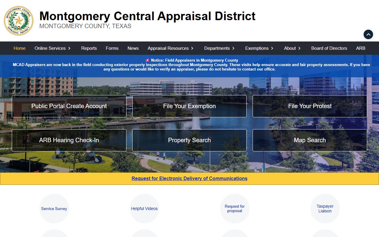 Montgomery County Central Appraisal District property records Texas