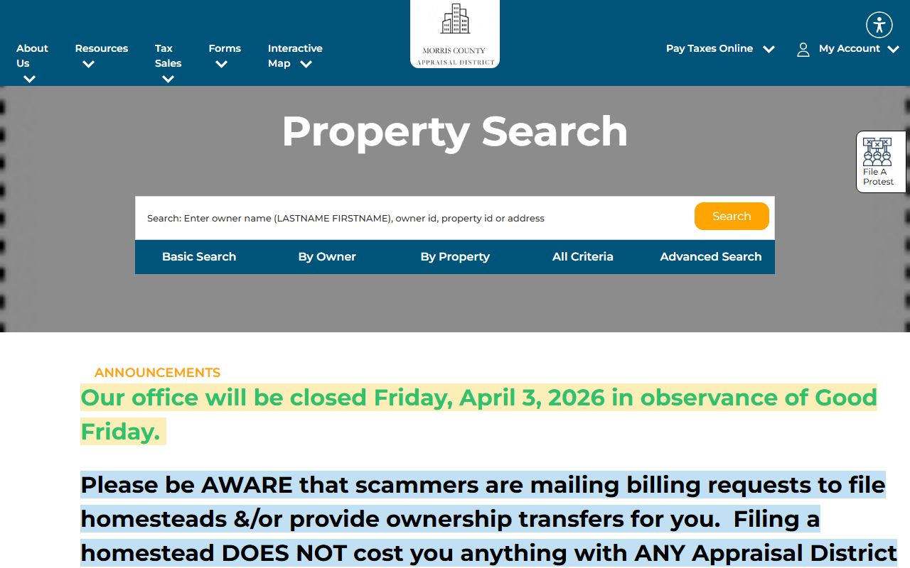 Morris County Appraisal District property records Texas