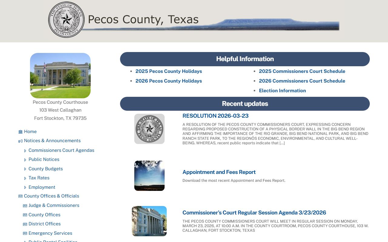 Pecos County Clerk property records Fort Stockton Texas