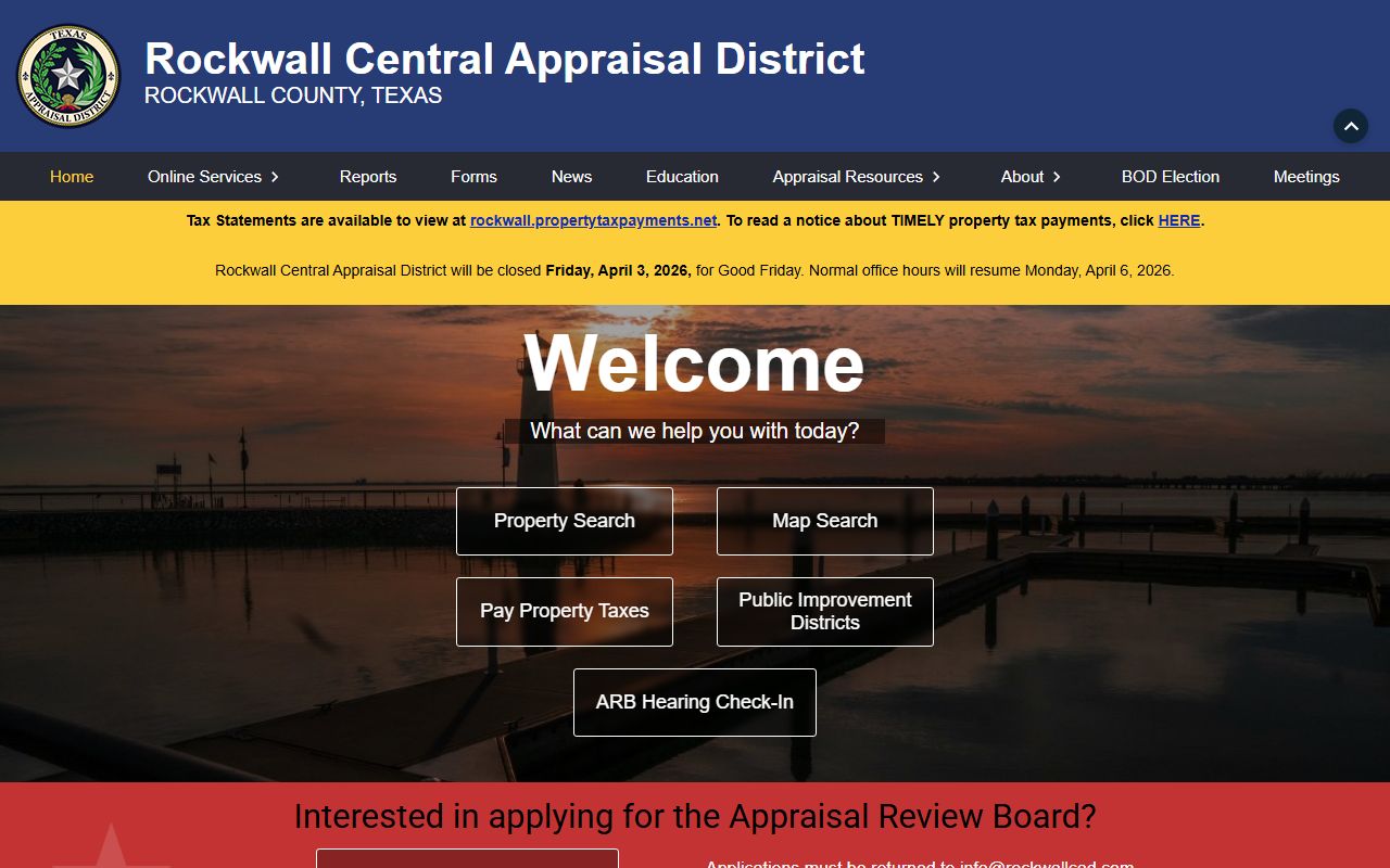 Rockwall County Appraisal District property records Texas