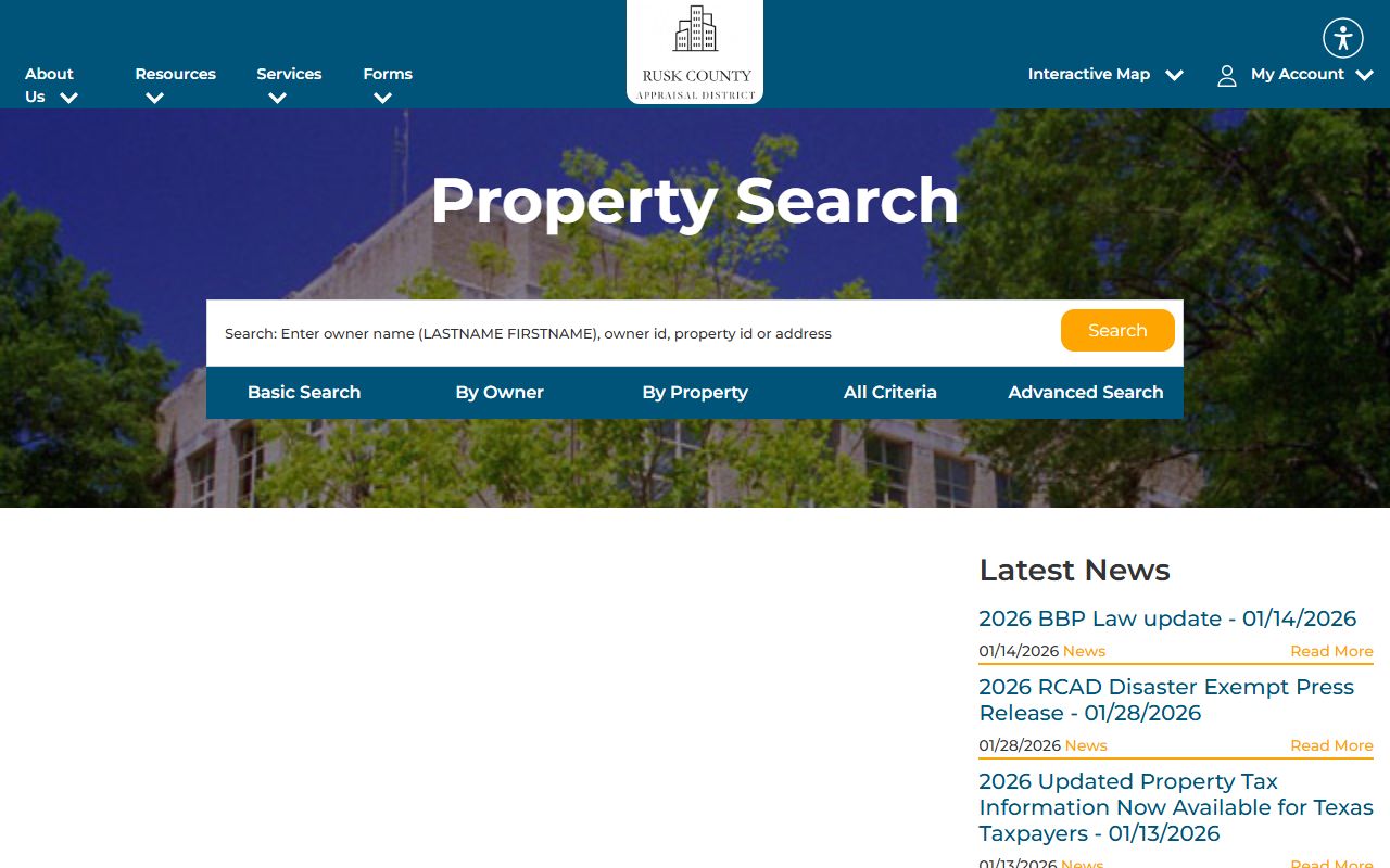 Rusk County Appraisal District property records Texas