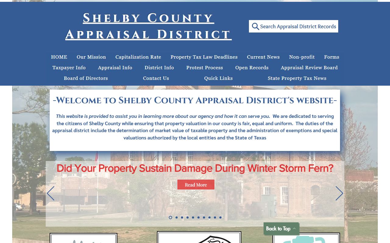 Shelby County Appraisal District property search Center Texas