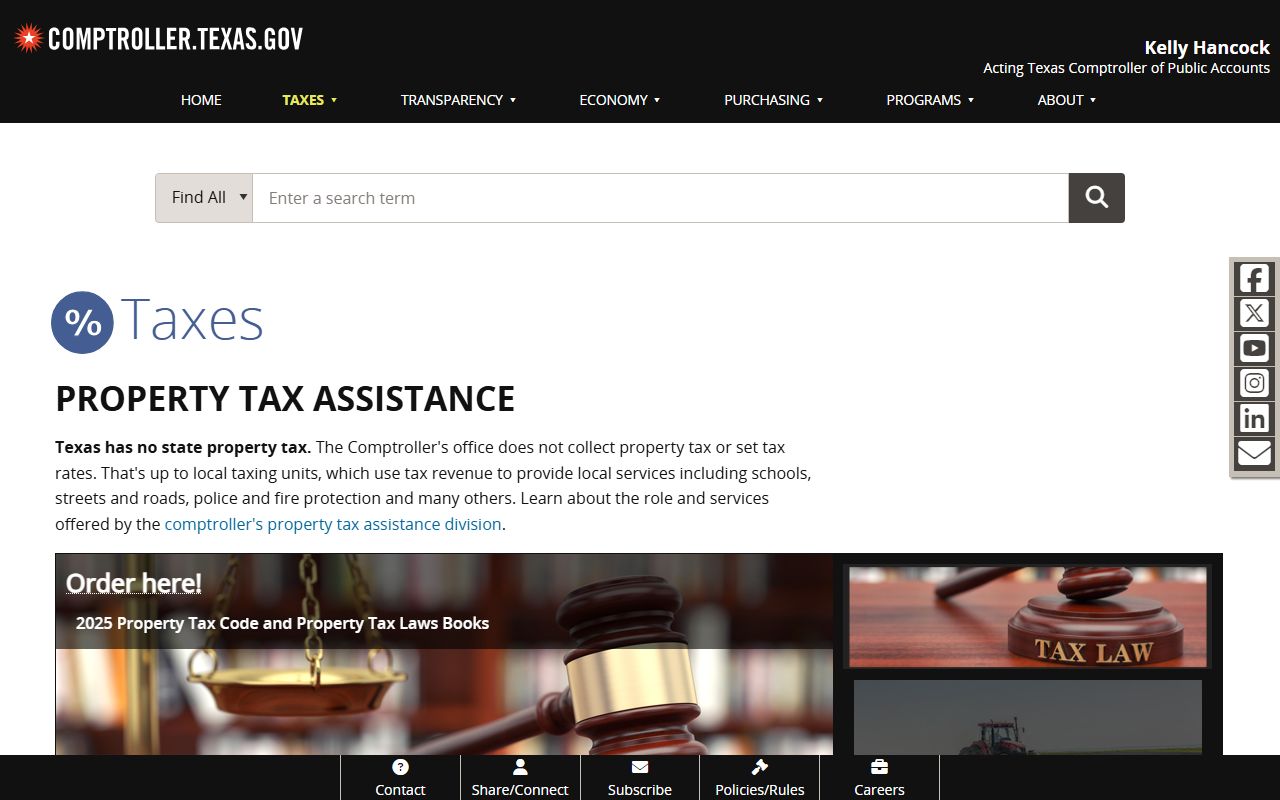Texas Comptroller Property Tax Assistance Division property records