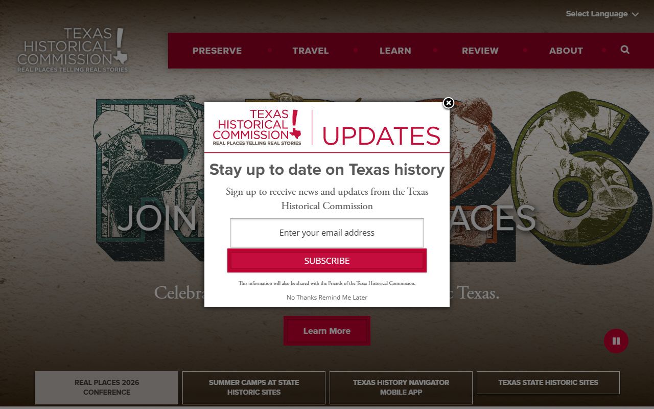 Texas Historical Commission property records historic preservation database