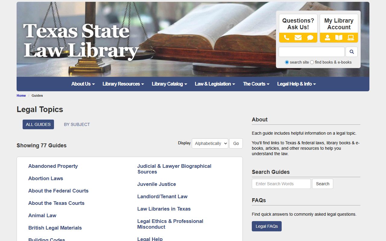 Texas State Law Library property law research guides records